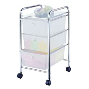 Simple Spaces G003-CH Storage Cart, 15-3/8 in OAW, 25-5/8 in OAH, 13 in OAL, 3-Shelf, White Shelf