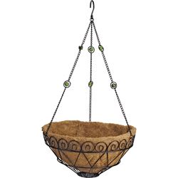 Landscapers Select T0017-3L Hanging Planter with Coconut Fiber Liner, Circle, 22 lb Capacity, Natural Coconut/Steel, Pack of 6 