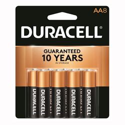 Duracell COPPERTOP Series MN15B8ZTSS Battery, 1.5 V Battery, AA Battery, Alkaline, Manganese Dioxide 