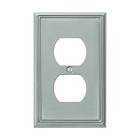 AmerTac Metro Line 77DBN Outlet Wallplate, 4-7/8 in L, 3 in W, 1 -Gang, Metal, Brushed Nickel, Wall Mounting 