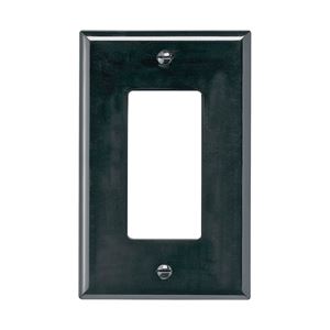 Eaton Wiring Devices PJ26BK Wallplate, 4-7/8 in L, 3-1/8 in W, 1 -Gang, Polycarbonate, Black, High-Gloss