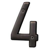 Hy-Ko Prestige Series BR-42OWB/4 House Number, Character: 4, 4 in H Character, Bronze Character, Solid Brass, Pack of 3 