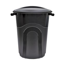 United Solutions TI0019 Trash Can, 32 gal Capacity, Plastic, Black, Snap-On Lid Closure, Pack of 6 