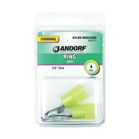 Jandorf 60781 Ring Terminal, 4 AWG Wire, 3/8 in Stud, Nylon Insulation, Copper Contact, Yellow 