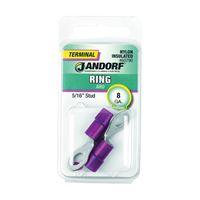 Jandorf 60790 Ring Terminal, 8 AWG Wire, 5/16 in Stud, Nylon Insulation, Copper Contact, Red 
