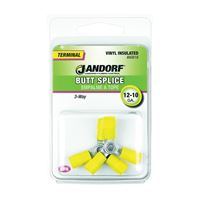 Jandorf 60818 Butt Splice Connector, 12 to 10 AWG Wire, Vinyl Insulation, Copper Contact, Yellow 