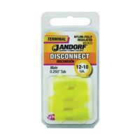 Jandorf 60823 Disconnect Terminal, 12 to 10 AWG Wire, Nylon Insulation, Copper Contact, Yellow, 4/PK 