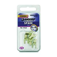 Jandorf 60843 Spade Terminal, 600 V, 12 to 10 AWG Wire, #8 Stud, Copper Contact 