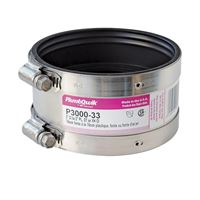 Fernco P3000-33 Flexible Coupling, 3 in, PVC, SCH 40 Schedule, 4.3 psi Pressure 