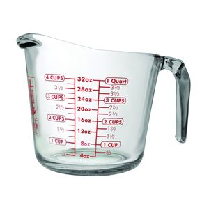 Anchor Hocking 551780L13 Measuring Cup, 1 qt Capacity, Glass, Clear, Pack of 3