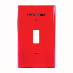 Eaton Wiring Devices PJ1EMRD Wallplate, 3.14 in L, 4.89 in W, 1 -Gang, Polycarbonate, Red, High-Gloss