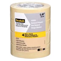 Scotch 2020-36ECP Masking Tape, 60 yd L, 1.4 in W, Crepe Paper Backing, Tan 