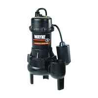 Wayne RPP50 Sewage Pump, 1-Phase, 15 A, 115 V, 0.5 hp, 2 in Outlet, 20 ft Max Head, 4,800 gph, Iron 