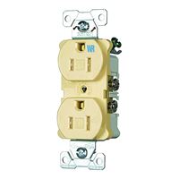 Eaton Wiring Devices TWRBR15V Duplex Receptacle, 2 -Pole, 15 A, 125 V, Back, Side Wiring, NEMA: 5-15R, Ivory 