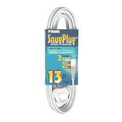 Prime SnugPlug EC920613 Extension Cord, 16/2 AWG Cable, 13 ft L, 13 A, 125 V, White 