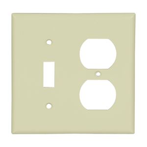 Eaton Wiring Devices 2138V-BOX Combination Wallplate, 4-1/2 in L, 4-9/16 in W, 2 -Gang, Thermoset, Ivory, Pack of 10
