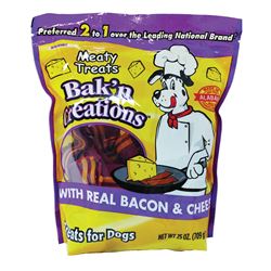 Meaty Treats 17062 Dog Treat, Bacon, Cheese Flavor, 25 oz Bag, Pack of 6 