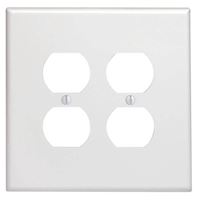 Leviton 88116 Receptacle Wallplate, 5-1/4 in L, 5.31 in W, Oversized, 2 -Gang, Plastic, White, Surface Mounting 