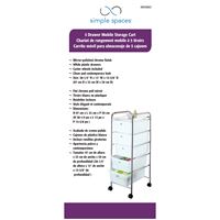 Simple Spaces G005-CH Storage Cart, 13 in OAW, 38-1/4 in OAH, 15-3/8 in OAL, 5-Shelf, White Shelf 