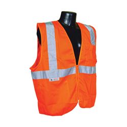 Radians SV2ZOM-XL Economical Safety Vest, XL, Unisex, Fits to Chest Size: 28 in, Polyester, Orange/Silver, Zipper 