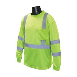 Radians ST21-3PGS-L Safety T-Shirt, L, Polyester, Green, Long Sleeve, Pullover 