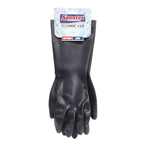 Spontex 33555 Protective Gloves, L, 16-1/2 in L, Neoprene, Black