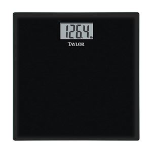 Taylor 75584192B Bathroom Scale, 400 lb Capacity, LCD Display, Black, 13.63 in OAW, 13.63 in OAD, 1.94 in OAH