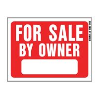 Hy-Ko 20604 Sign, For Sale By Owner, White Legend, Plastic, 12 in W x 8-1/2 in H Dimensions, Pack of 10 