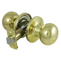 ProSource T9730BRA4V Passage Knob, Metal, Polished Brass, 2-3/8 to 2-3/4 in Backset, 1-3/8 to 1-3/4 in Thick Door 