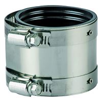 ProSource Coupling, 3 in, Rubber/Stainless Steel, Black/Stainless Steel Shield 