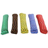 ProSource 706036-PDQ Rope, 3/8 in Dia, 100 ft L, 244 lb Working Load, Polypropylene, Black/Blue/Green/Red/Yellow, Pack of 48 