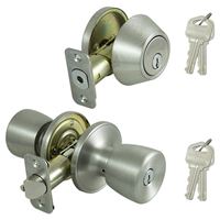ProSource BS621BRA4F Deadbolt and Entry Lockset, Turnbutton Lock, Tulip Design, Stainless Steel, 3 Grade, Pack of 2 