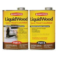 Abatron LW2QKR Wood Filler, Liquid, Faint, Slightly Aromatic Part A, Irritating Ammonia Part B, Clear, 2 qt, Can 