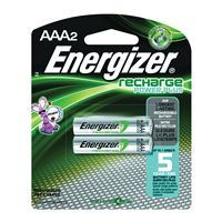 Energizer NH12BP-2 Battery, 1.2 V Battery, 850 mAh, AAA Battery, Nickel-Metal Hydride, Rechargeable, Black 