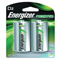Energizer NH50BP-2 Battery, 1.2 V Battery, 2500 mAh, D Battery, Nickel-Metal Hydride, Rechargeable 