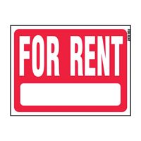 Hy-Ko RS-603 Real Estate Sign, Rectangular, FOR RENT, White Legend, Red Background, Plastic, Pack of 5 