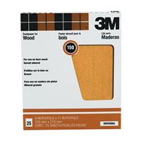 3M 88595 Sandpaper Sheet, 11 in L, 9 in W, Fine, 150 Grit, Garnet Abrasive, Paper Backing 