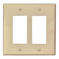 Eaton Wiring Devices PJ262V Wallplate, 4-1/2 in L, 4.56 in W, 2 -Gang, Polycarbonate, Ivory, High-Gloss 