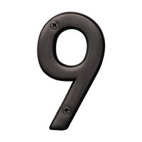 Hy-Ko Prestige Series BR-42OWB/9 House Number, Character: 9, 4 in H Character, Bronze Character, Solid Brass, Pack of 3 