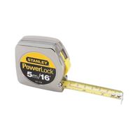 Stanley 33-158 Measuring Tape, 16 ft L Blade, 3/4 in W Blade, Steel Blade, ABS Case, Chrome Case 
