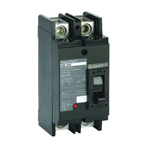 Square D QBL22200 Circuit Breaker, Type QBL, 200 A, 2 -Pole, 240 V, Plug Mounting, Black