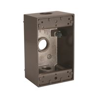 Hubbell 5320-2 Weatherproof Box, 3-Outlet, 1-Gang, Aluminum, Bronze, Powder-Coated 