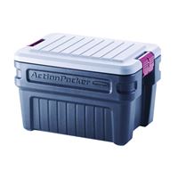 Rubbermaid ActionPacker RMAP240000 Storage Box, Plastic, Black, 26-1/2 in L, 19.3 in W, 17.4 in H, Pack of 4 