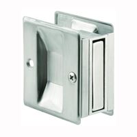 Prime-Line N 7079 Pocket Door Pull, 1-3/8 in W, 2-1/2 in D, 2-3/4 in H, Brass, Satin Chrome 