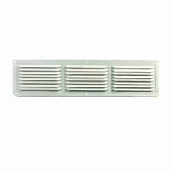 Master Flow EAC16X4W Undereave Vent, 4 in L, 16 in W, 26 sq-ft Net Free Ventilating Area, Aluminum, White, Pack of 36 