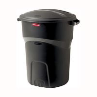Rubbermaid 1793963 Refuse Container, 32 gal Capacity, Plastic, Black, Friction Lid Closure, Pack of 8 