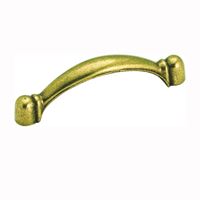 Amerock BP3441BB Cabinet Pull, 3-7/16 in L Handle, 1-1/8 in H Handle, 15/16 in Projection, Zinc, Burnished Brass 