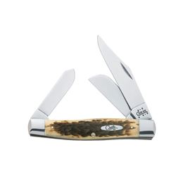 CASE 00204 Folding Pocket Knife, 3.3 in Clip, 2.3 in Sheep Foot, 2.2 in Spey L Blade, Chrome Vanadium Steel Blade 