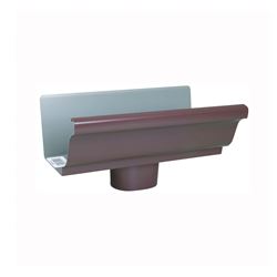 Amerimax 2501019 Gutter End with Drop, 2 in W, Aluminum, Brown, For: 5 in K-Style Gutter System 
