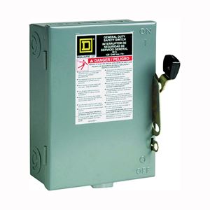Square D D211NCP Safety Switch, 2 -Pole, 30 A, 120/240 V, DPST, Lug Terminal